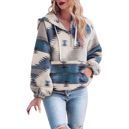Women’s Western Geometric Half-Zip Hoodie