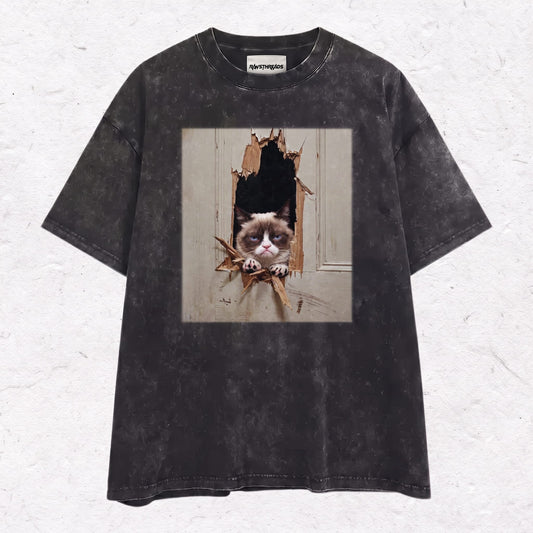 WACKY CAT  HEAVY WEIGHT COTTON TEE-011