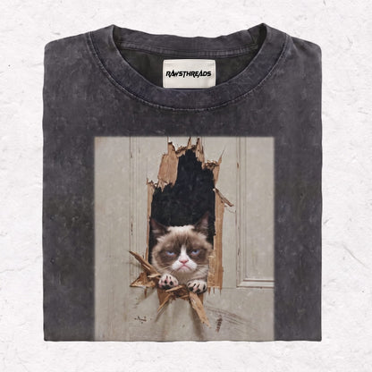 WACKY CAT  HEAVY WEIGHT COTTON TEE-011