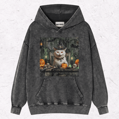 HALLOWEEN CAT HEAVY WEIGHT COTTON TEE-017