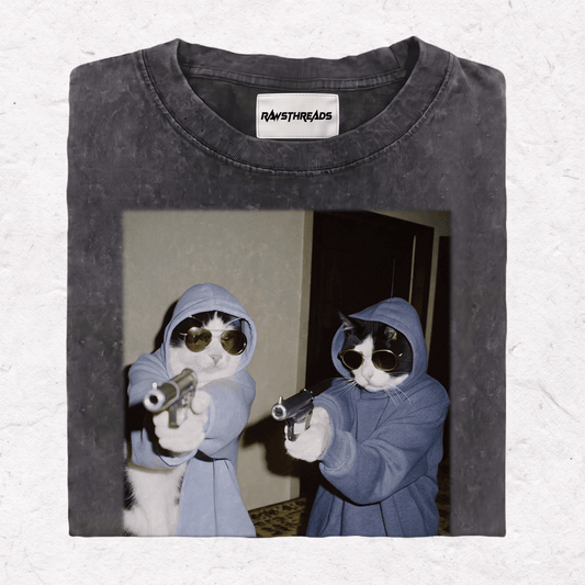 WACKY CAT HEAVY WEIGHT COTTON TEE-019