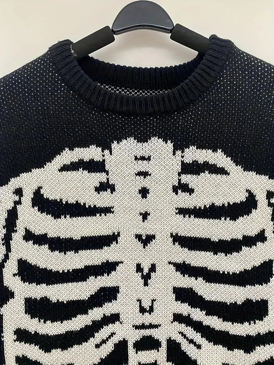 SKELETON RIBCAGE JACQUARD KNIT SWEATER