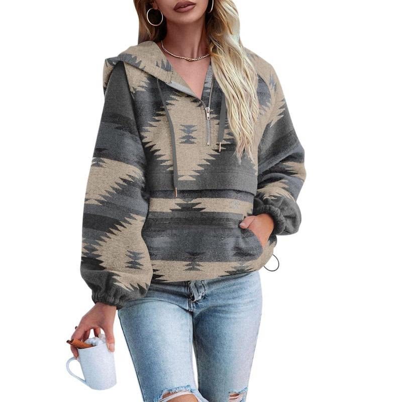 Women’s Western Geometric Half-Zip Hoodie