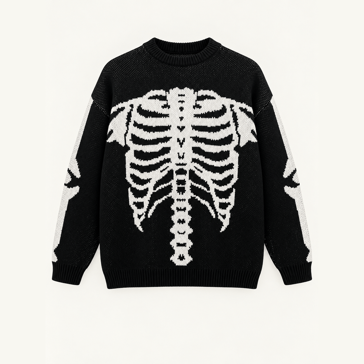 SKELETON RIBCAGE JACQUARD KNIT SWEATER