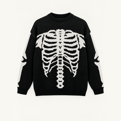 SKELETON RIBCAGE JACQUARD KNIT SWEATER