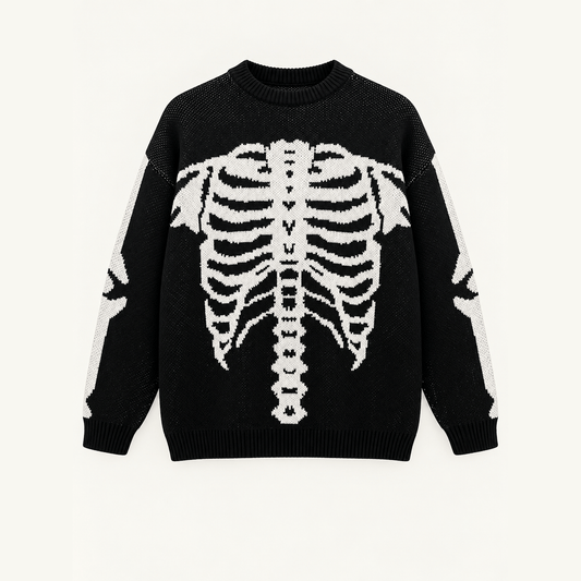 SKELETON RIBCAGE JACQUARD KNIT SWEATER