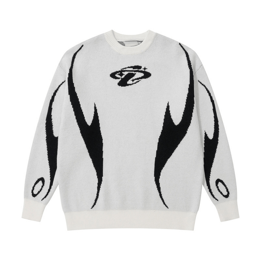Cosmic Flame Graphic Knit Sweater