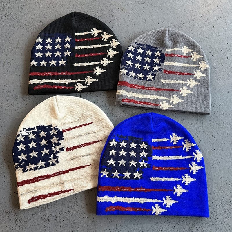 American Flag Leaf Trail Knit Beanie