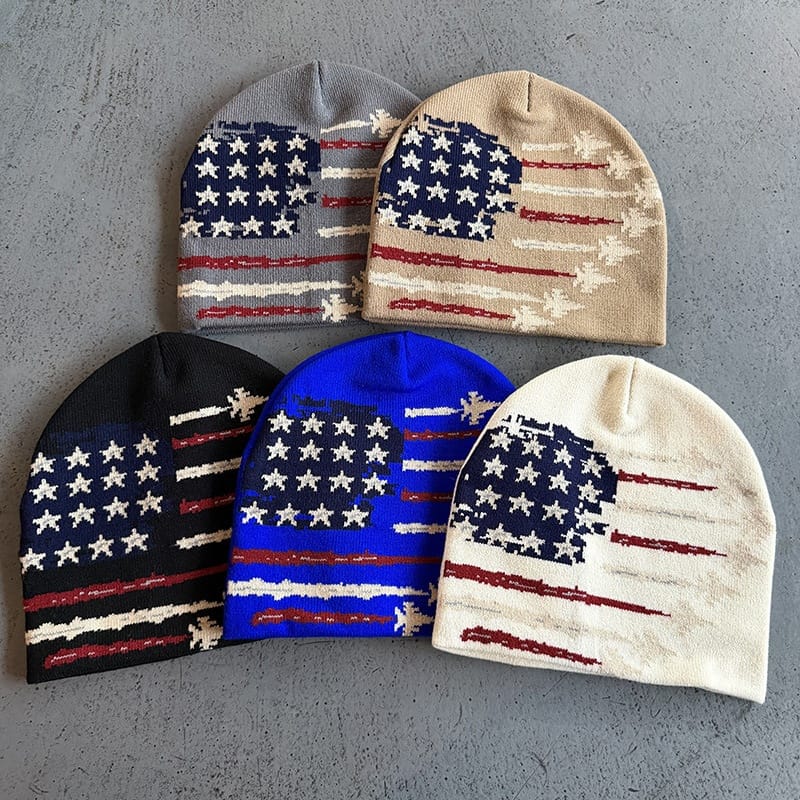 American Flag Leaf Trail Knit Beanie