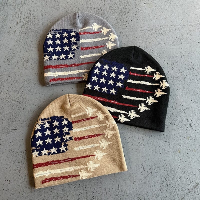 American Flag Leaf Trail Knit Beanie
