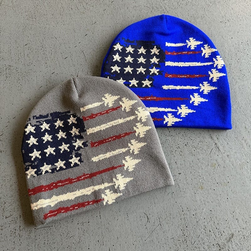 American Flag Leaf Trail Knit Beanie