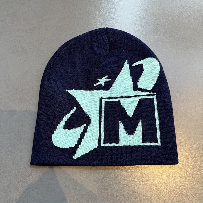 Star M Graphic Knit Beanie Navy