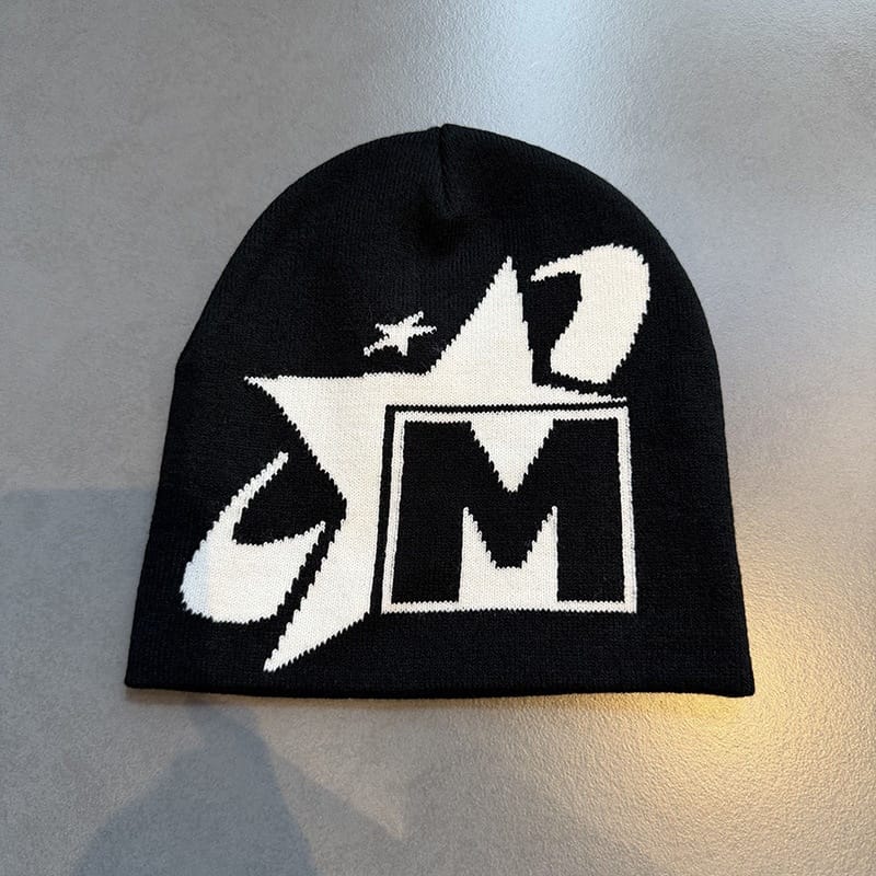 Star M Graphic Knit Beanie Black