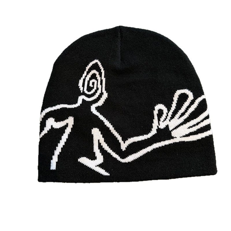Spiral Face Line Art Knit Beanie