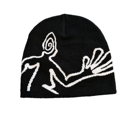Spiral Face Line Art Knit Beanie