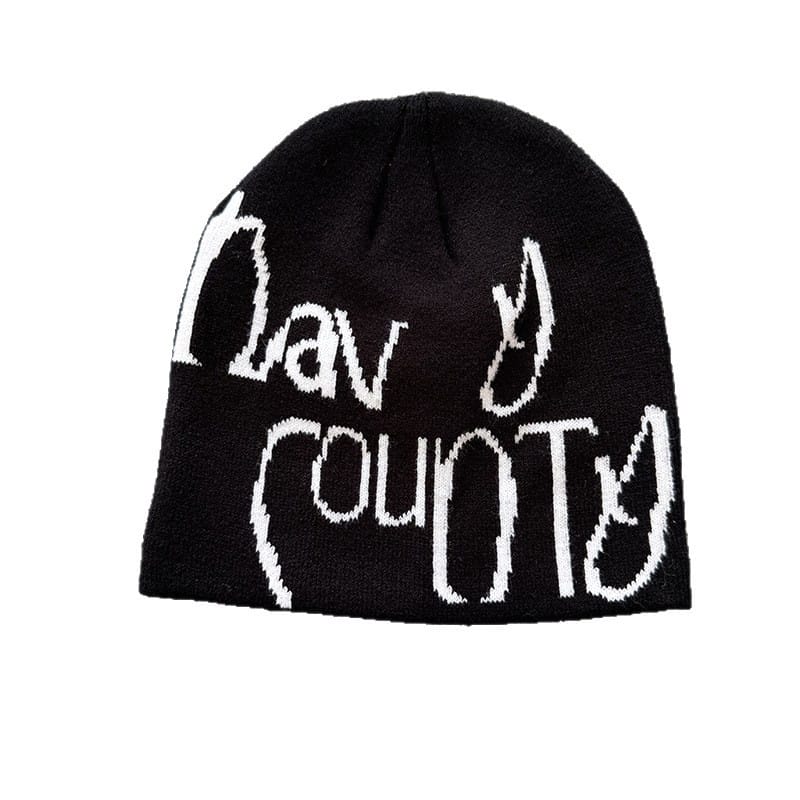 Devil Horn Lettering Knit Beanie