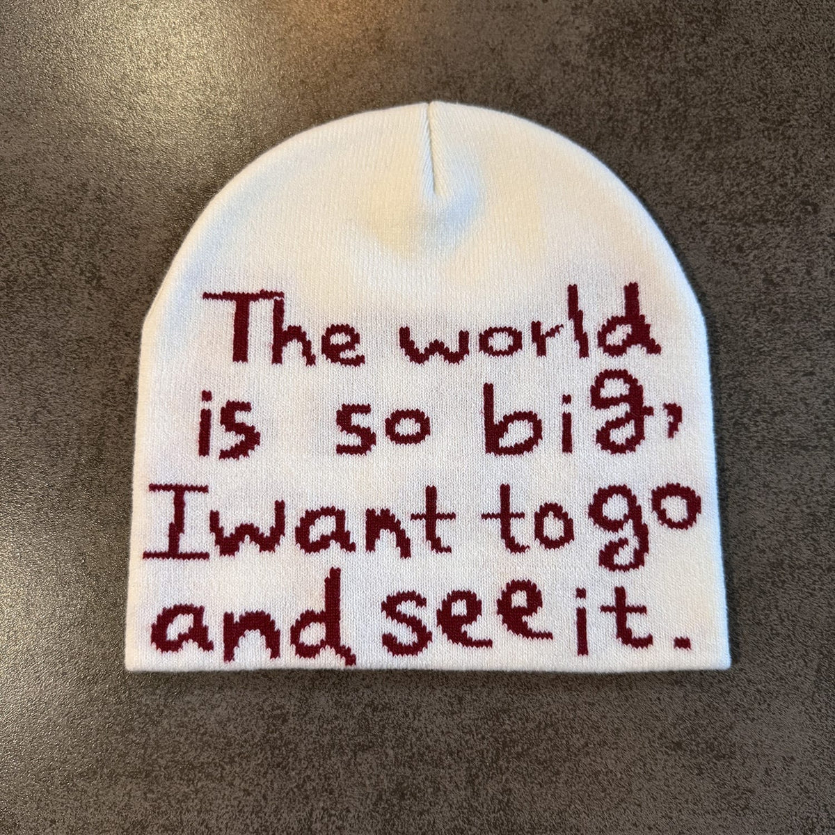 The World Is So Big Knit Beanie Cream