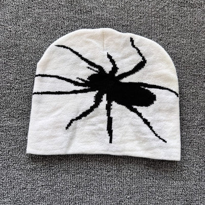 Oversized Spider Knit Beanie White / Black