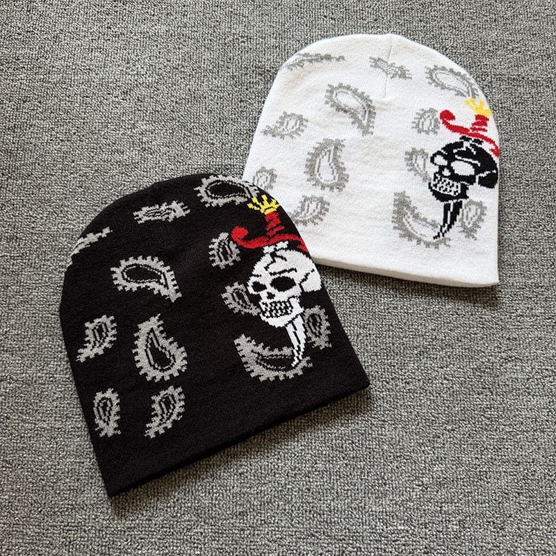 Paisley Skull Knit Beanie