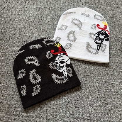 Paisley Skull Knit Beanie
