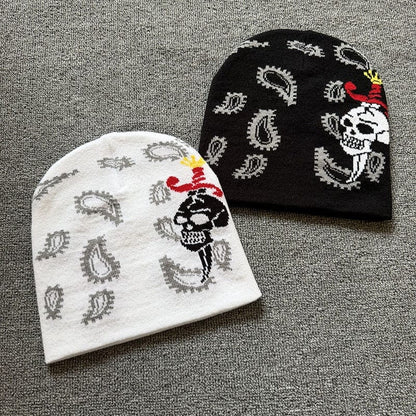 Paisley Skull Knit Beanie