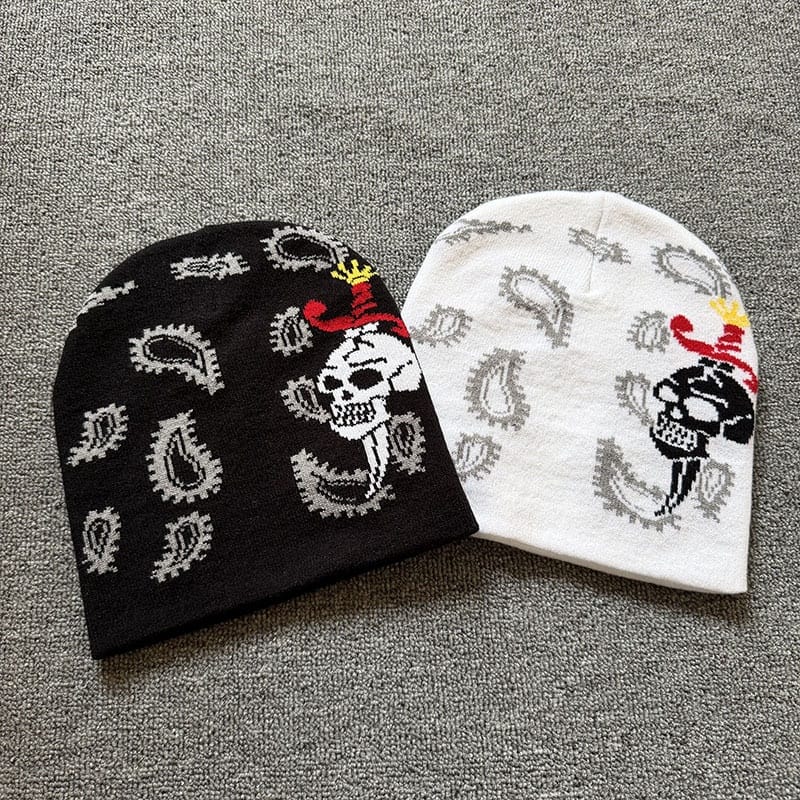 Paisley Skull Knit Beanie