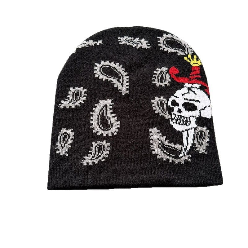 Paisley Skull Knit Beanie