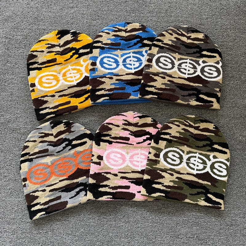 Triple Dollar Camo Knit Beanie