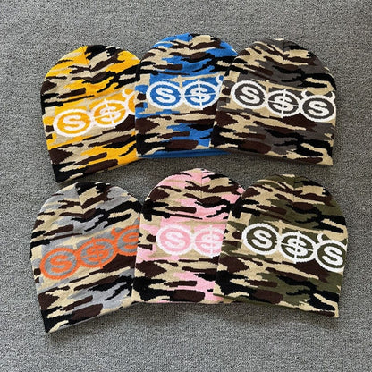 Triple Dollar Camo Knit Beanie