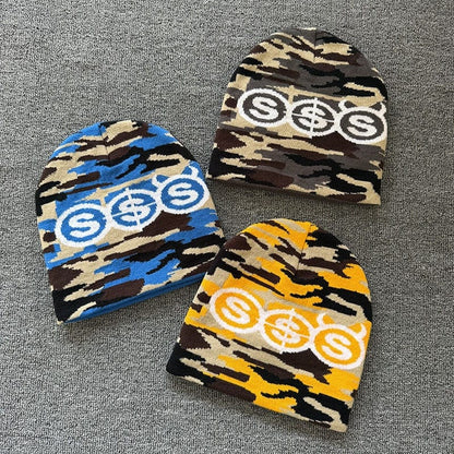 Triple Dollar Camo Knit Beanie