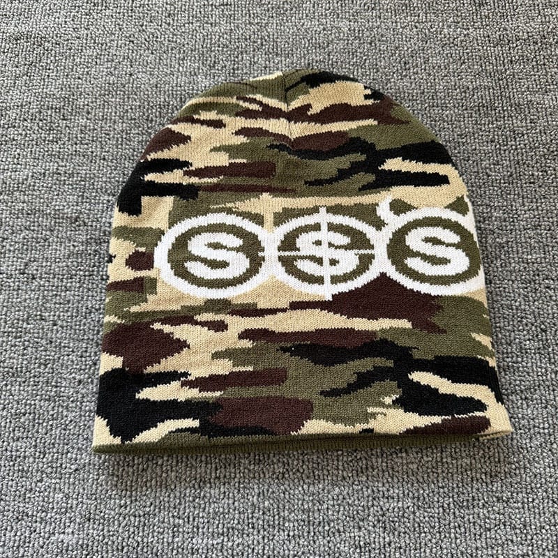Triple Dollar Camo Knit Beanie Olive Camo