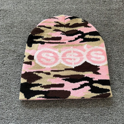 Triple Dollar Camo Knit Beanie Pink Camo