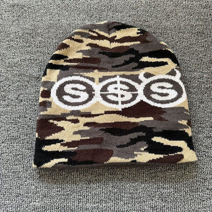 Triple Dollar Camo Knit Beanie Brown Camo