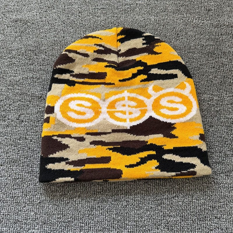 Triple Dollar Camo Knit Beanie Yellow Camo