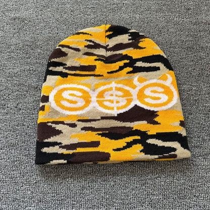 Triple Dollar Camo Knit Beanie Yellow Camo