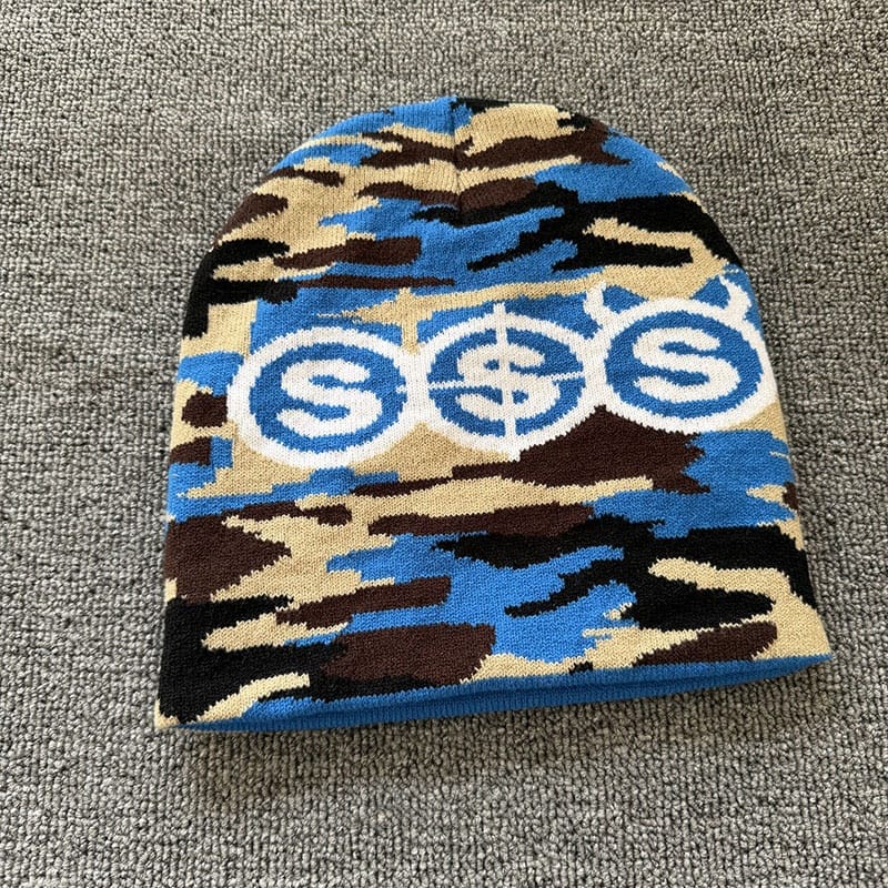 Triple Dollar Camo Knit Beanie Blue Camo