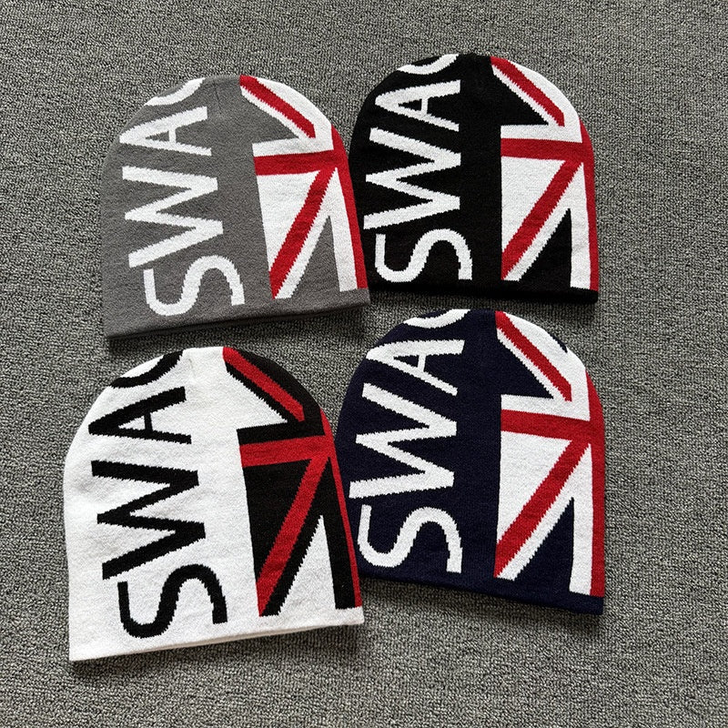 Union Flag Lettering Knit Beanie