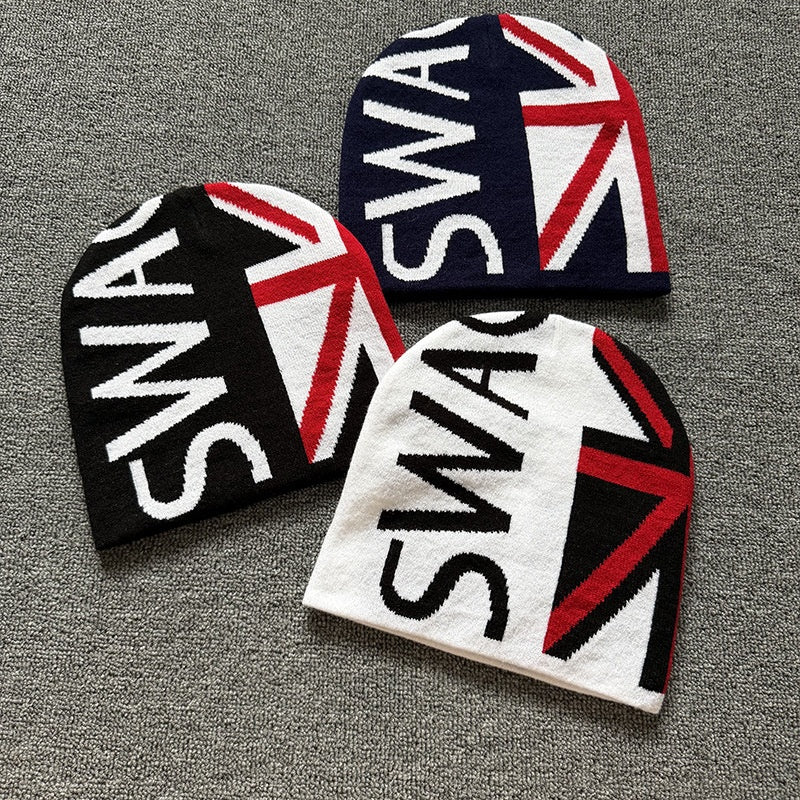 Union Flag Lettering Knit Beanie