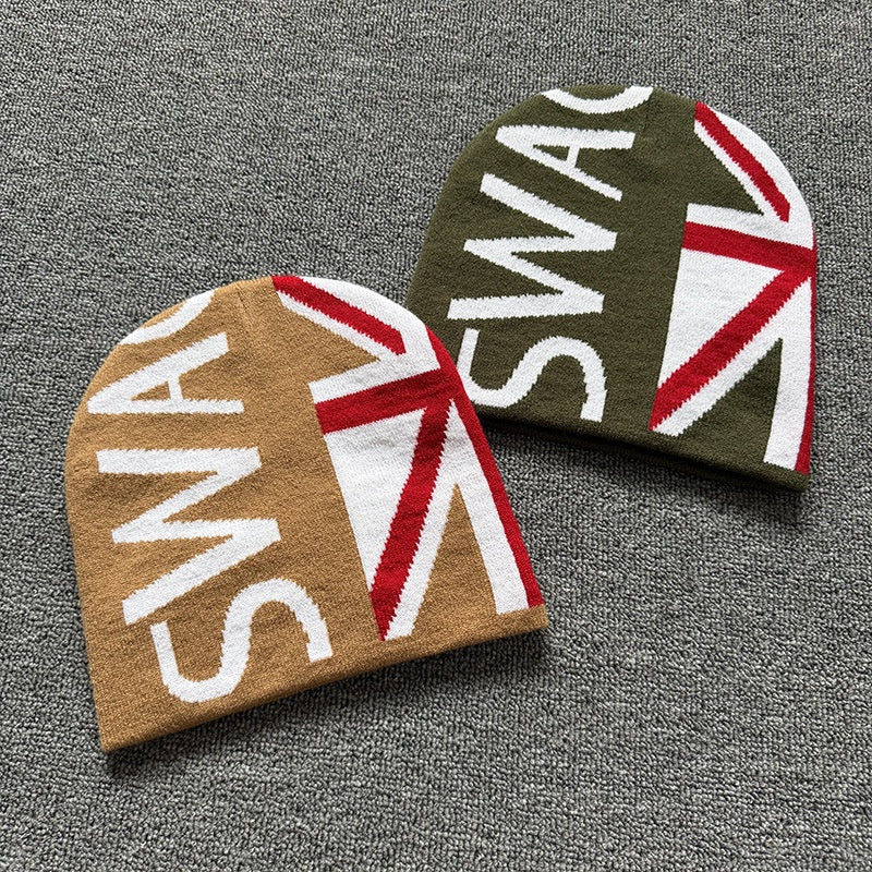 Union Flag Lettering Knit Beanie