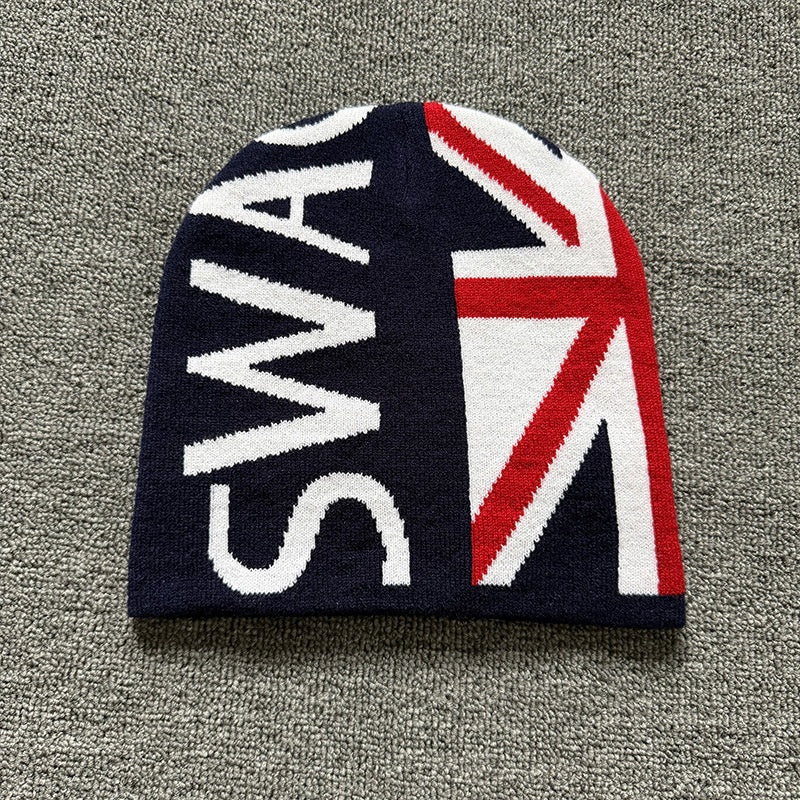 Union Flag Lettering Knit Beanie