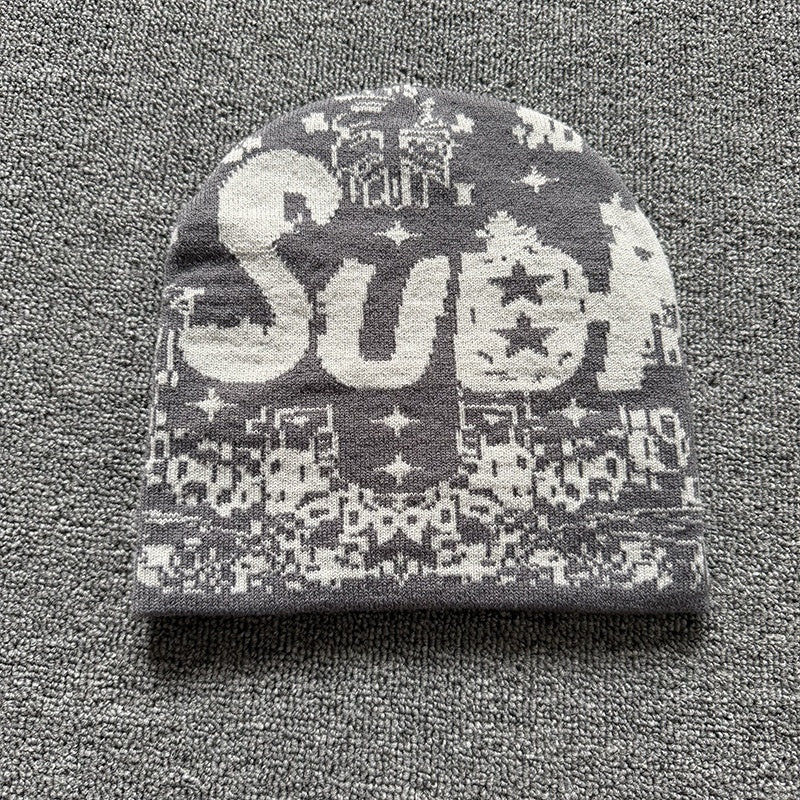 Allover Star Lettering Knit Beanie