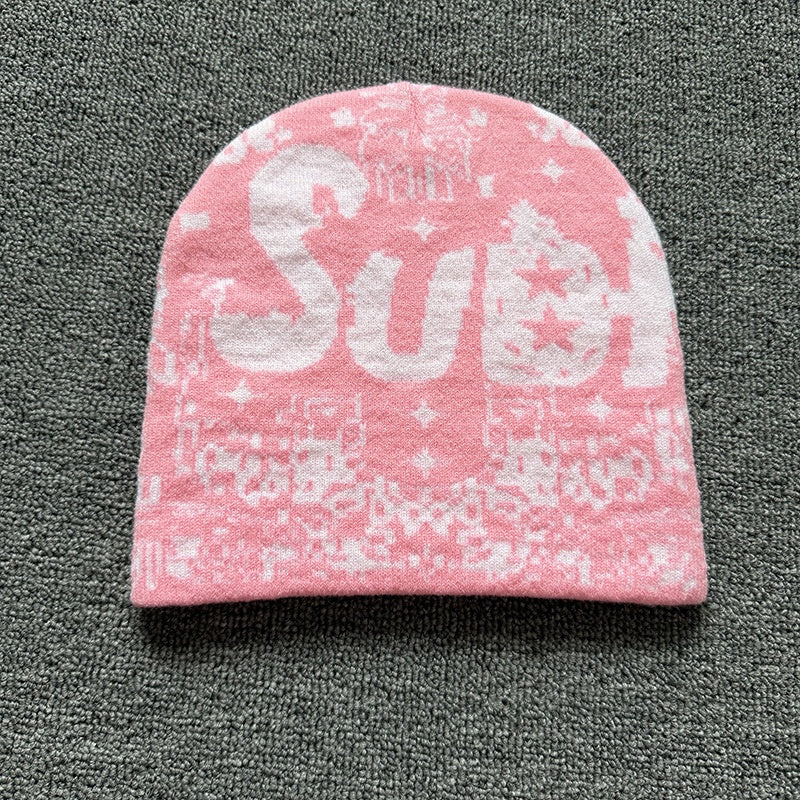 Allover Star Lettering Knit Beanie