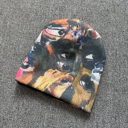 Abstract Art Collage Knit Beanie