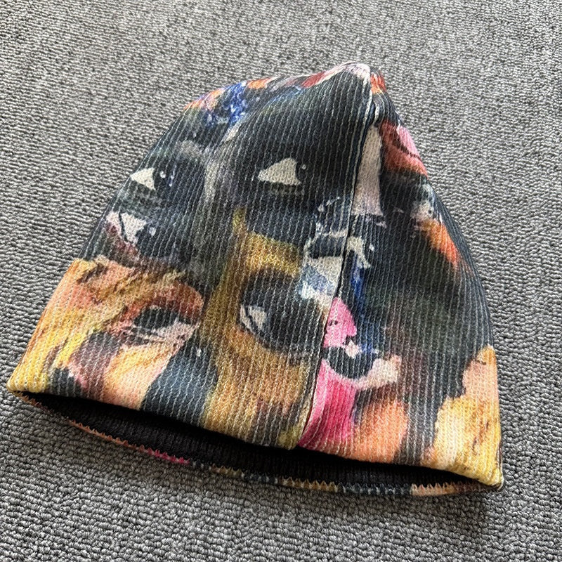 Abstract Art Collage Knit Beanie