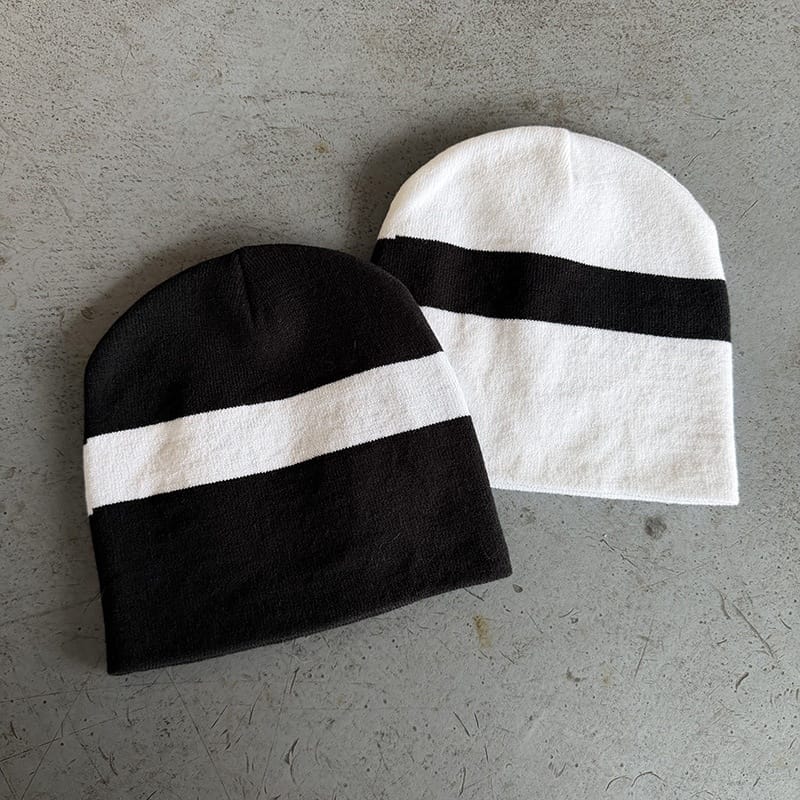 Bold Cross Stripe Knit Beanie