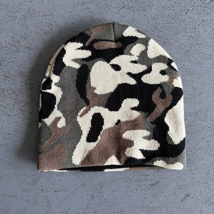 Woodland Camo Knit Beanie Brown Camo