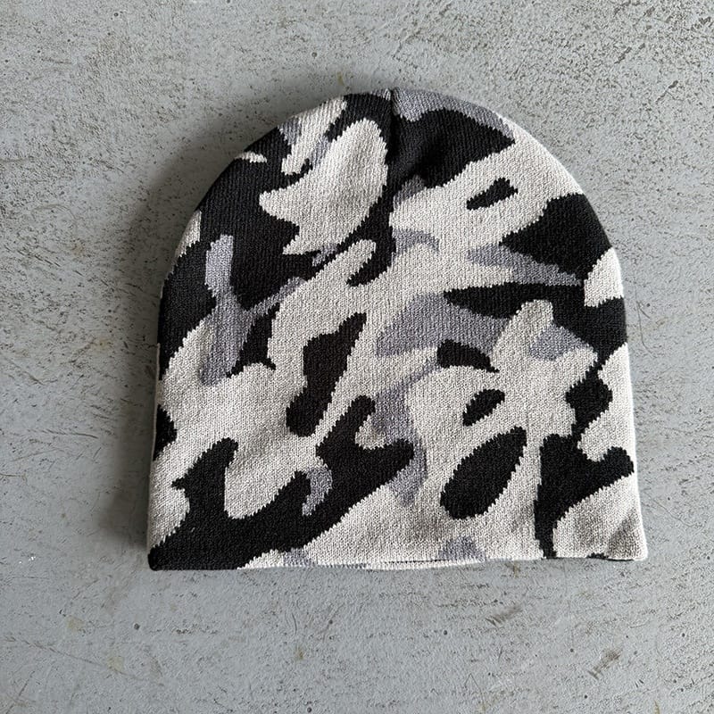 Woodland Camo Knit Beanie Gray Camo