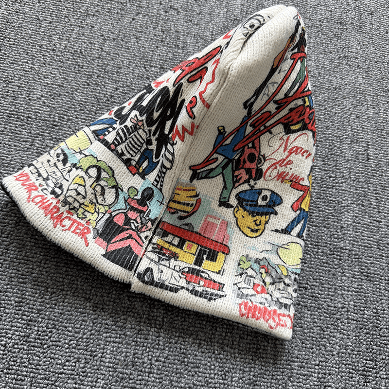 Urban Graffiti Knit Beanie Multicolor