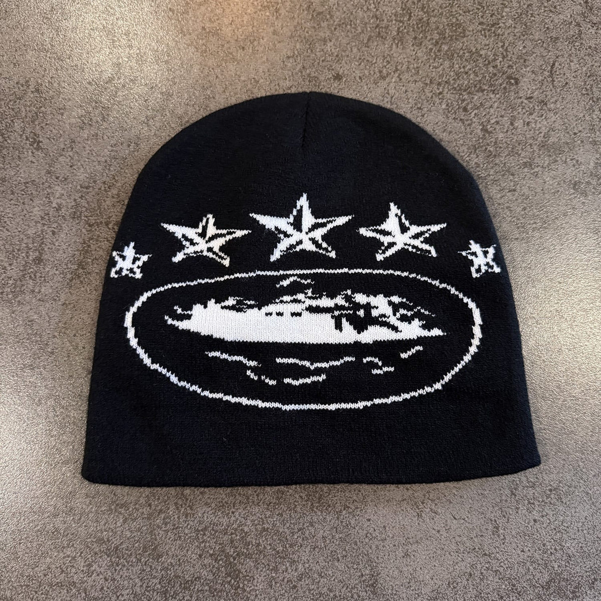 Three Star Oval Graphic Knit Beanie