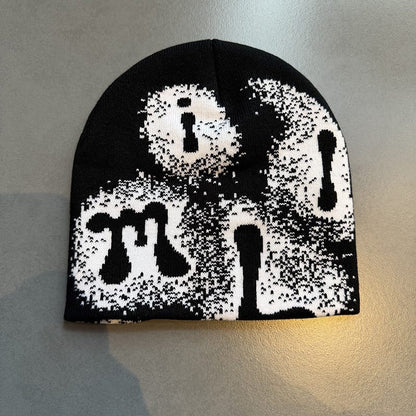 Abstract Letter Graphic Knit Beanie